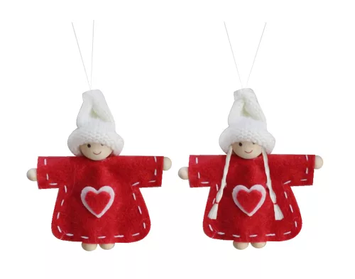 FILC AKASZTÓS GYEREK PIROS RUHÁBAN, SZÍVVEL, FEHÉR SAPKÁBAN