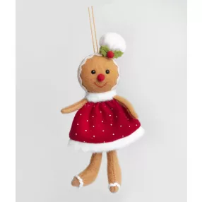   TEXTIL AKASZTÓS MÉZESKALÁCS LÁNY, PIROS PÖTTYÖS RUHÁBAN