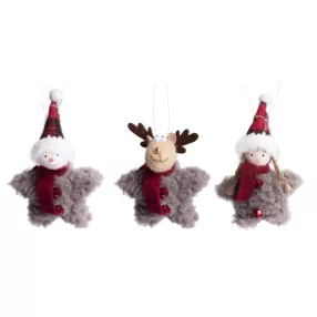 TEXTIL AKASZTÓS CSILLAGTESTŰ FIGURA, SZÜRKE ÉS BORDÓ