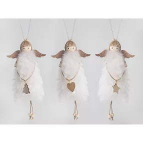 TEXTIL AKASZTÓS ANGYAL, NATÚR ÉS FEHÉR