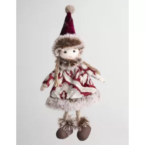 TEXTIL LÁNY ÜLŐ, LÓGÓ LÁBBAL, BARNA ÉS BORDÓ