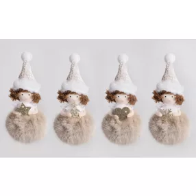 TEXTIL AKASZTÓS LÁNY, GÖMB TESTŰ, BUNDÁS, BARNA