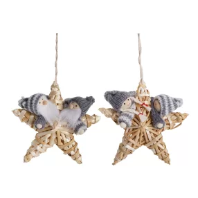   SZALMADÍSZ, AKASZTÓS, CSILLAGON 2GYEREK VAGY ORRSZAKÁLL, SZÜRKE ÉS FEHÉR