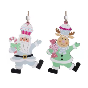 FA AKASZTÓS MIKULÁS ÉS RÉNSZARVAS, SÜTIS SAPKÁBAN