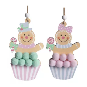   FA AKASZTÓS MUFFINON MÉZESKALÁCS FIGURA, GOMBÓCCAL, TÜRKIZ ÉS RÓZSASZÍN