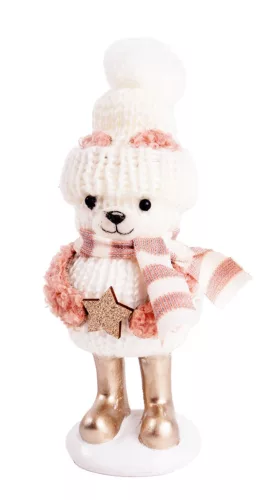 TEXTIL MEDVE ÁLLÓ, FEHÉR ÉS RÓZSASZÍN