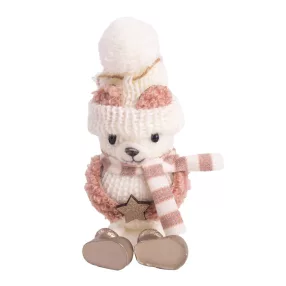 TEXTIL AKASZTÓS MEDVE, FEHÉR ÉS RÓZSASZÍN