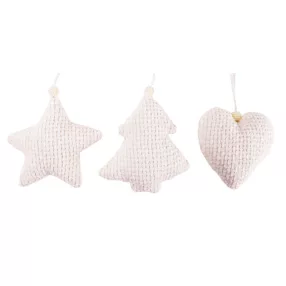 TEXTIL AKASZTÓS SZÍV/CSILLAG/FENYŐFA, FEHÉR