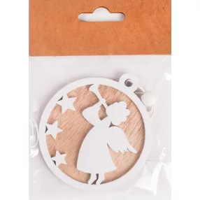 FA AKASZTÓS GÖMBDÍSZ FEHÉR, ANGYAL NATÚR