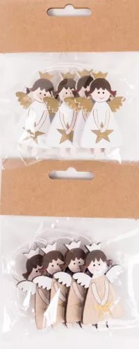 FA AKASZTÓS ANGYAL CSILLAGGAL, PÁLCÁN, NATÚR VAGY FEHÉR