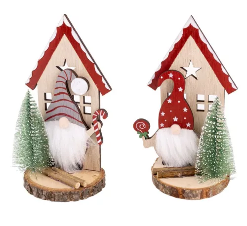 FA HÁZ FENYŐVEL ÉS ORRSZAKÁLLAL, NATÚR ÉS PIROS, 2 FÉLE