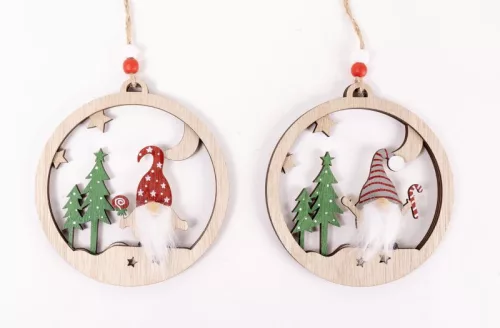 FA AKASZTÓS GÖMBDÍSZ, ORRSZAKÁLL FENYŐVEL, 2 FÉLE