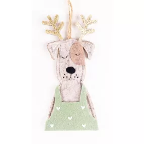 FILC AKASZTÓS KUTYA, AGANCCSAL, ZÖLD KANTÁROS NADRÁGBAN