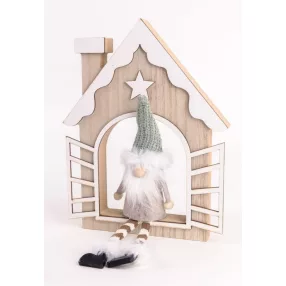 FA AKASZTÓS HÁZ ABLAKÁBAN ORRSZAKÁLL, LÓGÓ LÁBBAL