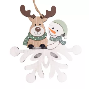 FA AKASZTÓS HÓEMBER RÉNSZARVASSAL, FEHÉR ÉS ZÖLD