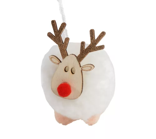 TEXTIL AKASZTÓS RÉNSZARVAS PIROS ORRAL, FEHÉR