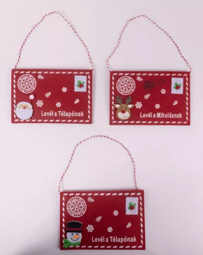 FILC AKASZTÓS BORÍTÉK, KARÁCSONYI FIGURÁVAL, LEVÉL A MIKULÁSNAK/TÉLAPÓNAK FELIRAT
