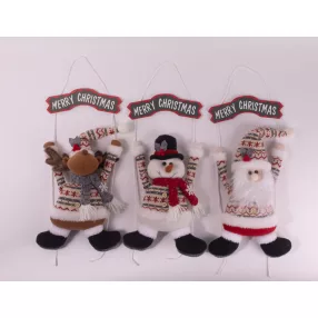   FA ÉS TEXTIL KOPOGTATÓ, KARÁCSONYI FIGURA,  MERRY CHRISTMAS FELIRAT