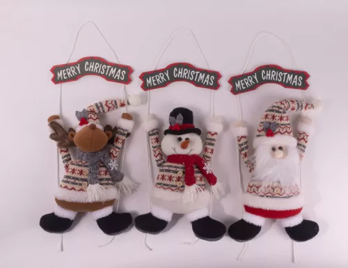 FA ÉS TEXTIL KOPOGTATÓ, KARÁCSONYI FIGURA,  MERRY CHRISTMAS FELIRAT