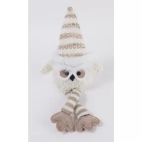 TEXTIL BAGOLY LÓGÓ LÁBBAL, FEHÉR ÉS BARNA CSÍKOS