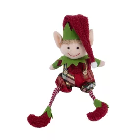 TEXTIL KARÁCSONYI MANÓ, LÓGÓ LÁBBAL, PIROS ÉS ZÖLD