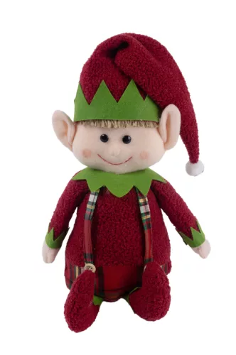 TEXTIL KARÁCSONYI MANÓ, ÁLLÓ, PIROS ÉS ZÖLD