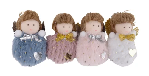 TEXTIL AKASZTÓS ANGYAL, FUFRUS, ARANY VAGY EZÜST MASNIVAL