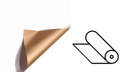 MŰANYAG CSOMAGOLÓ, TEKERCSES, KÉT OLDALAS, ARANY ÉS FEHÉR