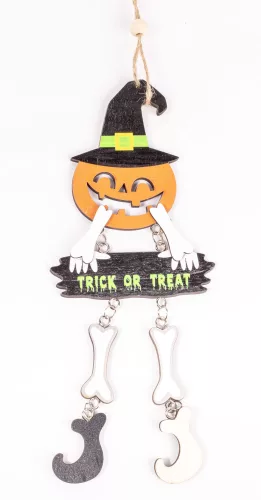 FA KOPOGTATÓ, HALLOWEEN TÖK CSONTVÁZ, TRIC OR TREAT FELIRAT