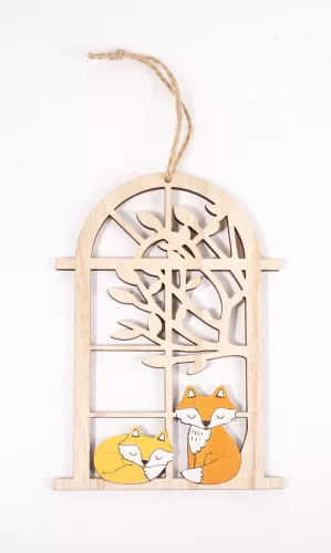 FA AKASZTÓS RÓKÁK AZ ABLAKBAN, NATÚR ÉS SÁRGA