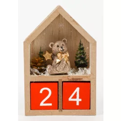 FA ADVENTI NAPTÁR, HÁZ, ARANY MEDVE DENYŐKKEL