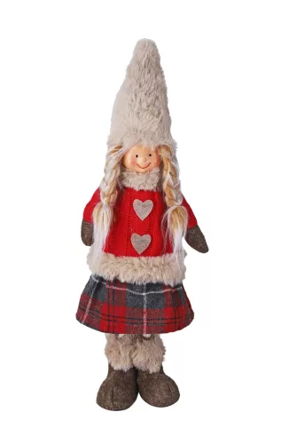 DEKOR TEXTIL LÁNY, ÁLLÓ, DRAPP ÉS PIROS