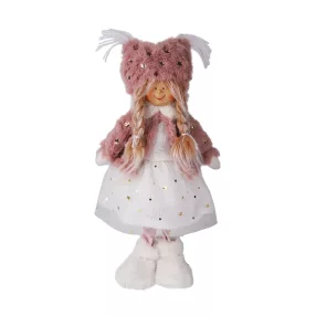 DEKOR TEXTIL LÁNY, ÁLLÓ, RÓZSASZÍN ÉS FEHÉR RUHÁS