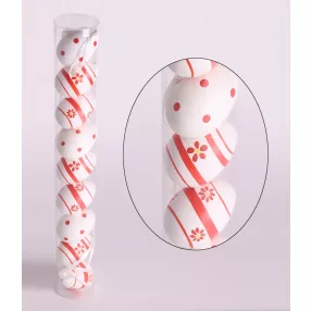   MŰANYAG TOJÁS SZETT, PVC DOBOZBAN, 9 DARABOS, FEHÉR-PIROS   R-PIROS