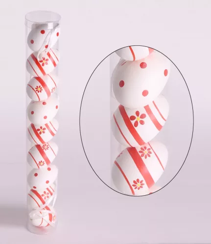 MŰANYAG TOJÁS SZETT, PVC DOBOZBAN, 9 DARABOS, FEHÉR-PIROS   R-PIROS