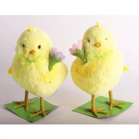 TEXTÍL DEKORÁCIÓ, CSIRKE VIRÁGGAL, ÁLLÓ