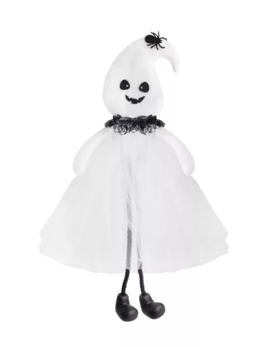 TEXTIL AKASZTÓS SZELLEM, TÜLL RUHÁBAN, PÓKKAL, FEHÉR/FEKETE