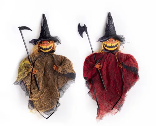 TEXTIL AKASZTÓS HALLOWEEEN RÉM, LEPEL RUHÁBAN,KASZÁVAL, BÁRDDAL, BARNA/BORDÓ