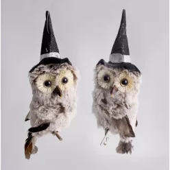   TEXTIL AKASZTÓS HALLOWEEN BAGOLY, SZŐRMÉS TESTŰ, FEKETE SÜVEGBEN