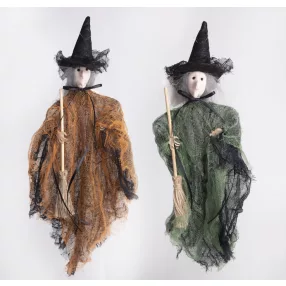 TEXTIL AKASZTÓS BOSZORKÁNY SEPRŰN LEPELLEL 30CM 2 FÉLE