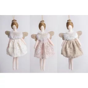 TEXTIL AKASZTÓS ANGYAL SZŐRMÉS 22CM