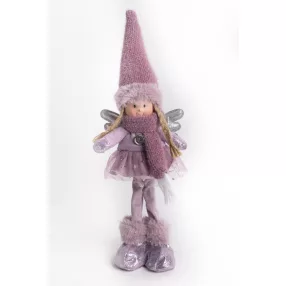 TEXTIL ANGYAL, ÁLLÓ, LILA RUHÁBAN. EZÜST SZÁRNNYAL