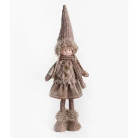 TEXTIL LÁNY, ÁLLÓ, BARNA RUHÁBAN, SÜVEGBEN