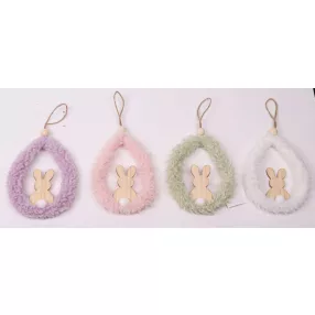 TEXTIL AKASZTÓS TOJÁS, BUNDÁS, FA NYÚLLAL