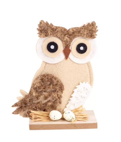 FILC BAGOLY TOJÁSOKKAL, FA TALPON, SÖTÉT BARNA ÉS DRAPP