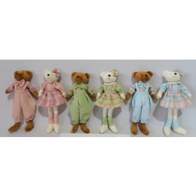 DEKORÁCIÓ, MEDVE, KOCKÁS RUHÁBAN,