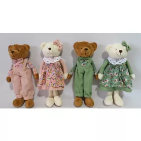 DEKORÁCIÓ, MEDVE, VIRÁGOS RUHÁBAN