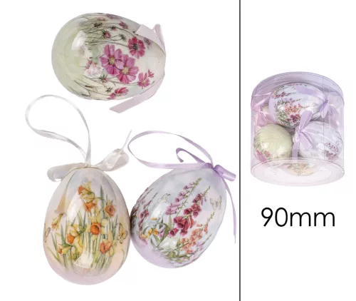 MŰANYAG AKASZTÓS TOJÁS SZETTBEN, 6 DARABOS, PLEXI DOBOZBAN, VIRÁGOS