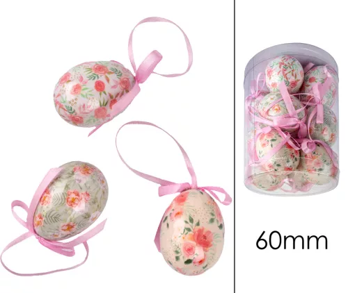 MŰANYAG TOJÁS SZETTBEN, 12 DARABOS, PLEXI DOBOZBAN, ZÖLD ÉS RÓZSASZÍN VIRÁGOS