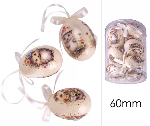 MŰANYAG TOJÁS SZETTBEN, 6 DARABOS, PLEXI DOBOZBAN, SÜNDISZNÓ, VIRÁGOS